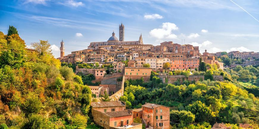 Downtown Siena skyline in Italy